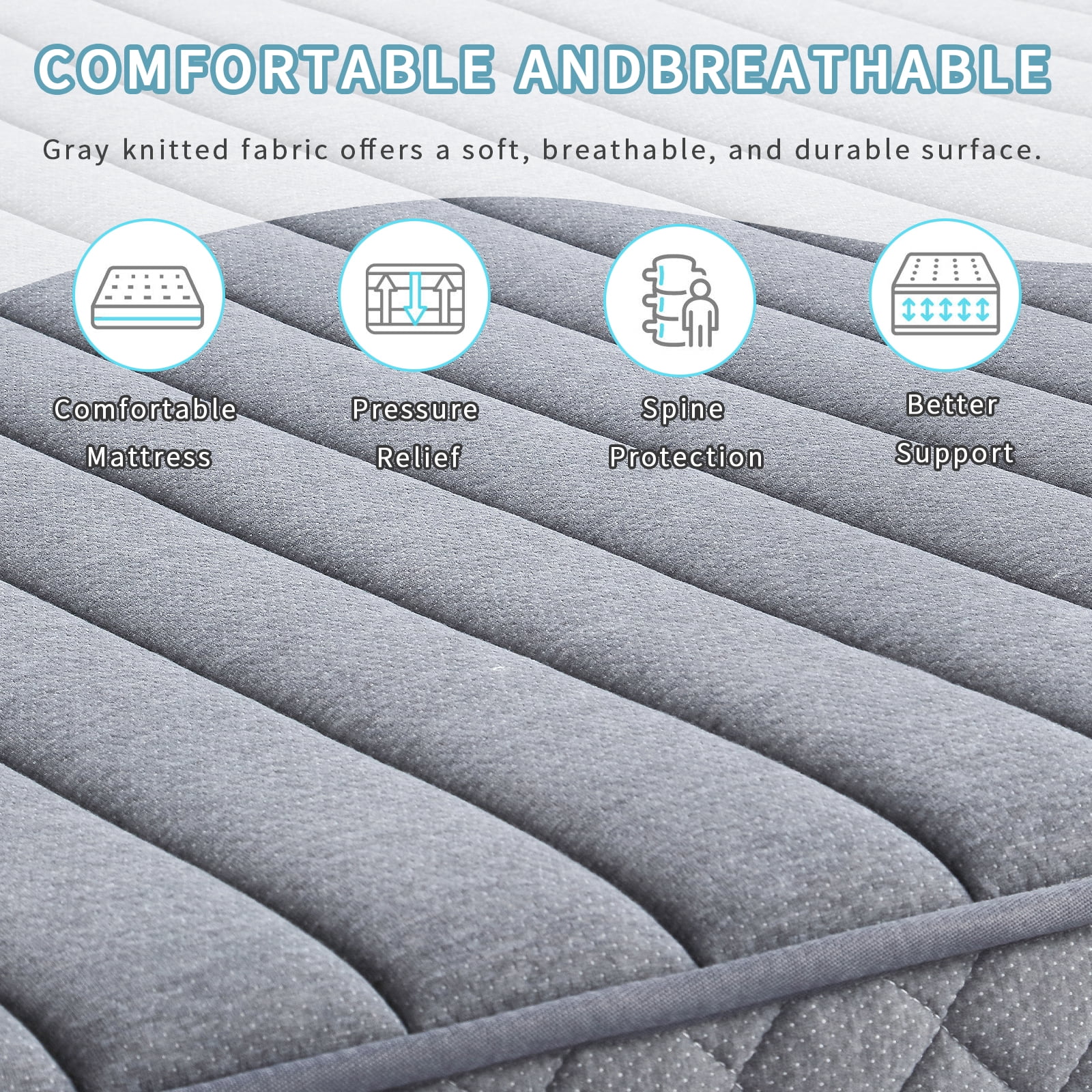 BMMB 12 Inch Queen Size Premium Memory Foam High Quality Pocket Coils Mattress Medium Firm High Breathable Zero Pressure Cooling Night Sleep
