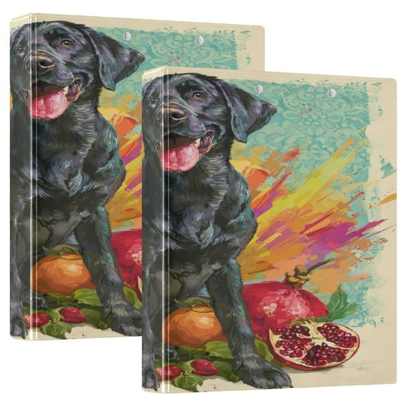 WOBOGO Black Labrador File Folders Extra Large Capacity to Hold 200 Sheets of Documents Hard Shell Ring Binder for School Home Office
