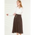 thumbnail image 4 of Falda Midi de lunares vintage Allegra K con Cremallera En la Cintura Elástica Marrón S, 4 of 7