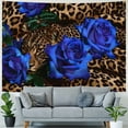 thumbnail image 4 of PRATYUS  Leopard Flower Tapestry Wall Hanging Blue Rose Floral Wild Animal Skin Cheetah Valentine Tapestries Home Decor for Living Room Bedroom Apartment Farmhouse Dorm 60x50inch, 4 of 6