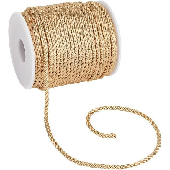 PH 32 Yards 3mm Graduation Honor Cords Gold Cord Trim Handmade Cording Handfasting Cord Window Ties Crafts Rope for Lampshade Clothing Decorative for DIY