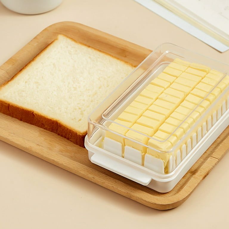 Butter Slicer Cutter Stainless Steel, Butter Dish with Lid for Counter Top,  Easy to Cut and Store, Kitchen with Transparent Lid Refrigerated Butter