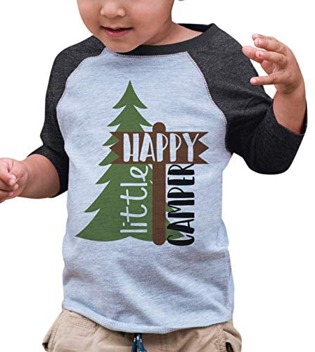 7 ate 9 Apparel Unisex Happy Camper Outdoors Raglan Tee