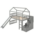 thumbnail image 3 of Clearance! Twin Loft Bed with Two Drawers and Slide, House Bed with Slide,Gray, 3 of 9