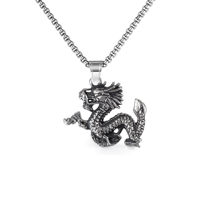 Collar con colgante de flecha y cadena corta de hueso de dragón, joyería vintage para hombre