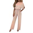 thumbnail image 5 of Short Sleeve Playsuit for Women Plus Size Wrap Drawstring Tie Jumpsuit Long Pants Romper Casual Trousers Evening Party Clubwear, 5 of 8