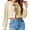Beige, variant on LANGWYQU Women Long Sleeved Casual Knit Cardigan Short Crop Sweater With Tie