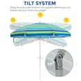 thumbnail image 4 of LAUREL CANYON 6.5ft Beach Umbrella with Sand Anchor, Tilt Pole, Push Button Close, Carry Bag, Air Vent, Portable UV 50+ Protection Beach Umbrella for Garden Beach Outdoor(Green Stripe), 4 of 9