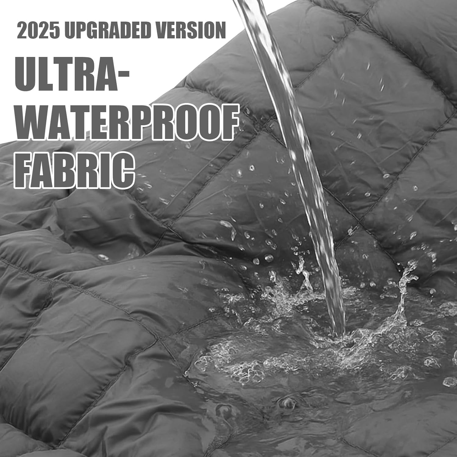 Upgraded Hooded Down Camping Blanket Waterproof 650 Fill Puffy Poncho Blanket 77" x 50" Packable Wearable Sleeping Bag with Detachable Hat Outdoor Stadium Camping, 1.36 lb(Grey)