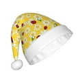 thumbnail image 2 of KLL Christmas Hats for Adults Plush Chamomile And Ladybug Print Santa Hat Xmas Fluffy Santa Claus Hat for Women Men, 2 of 6
