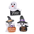 thumbnail image 3 of Halloween Decorations Saving! 3 Pack Ghost Halloween Tabletop Signs, Spooky Ghost Blocks with Witch Hat Spider Bat Print, Mini Tray Decor for Fall Holiday Indoor Party Ornament, 3 of 8