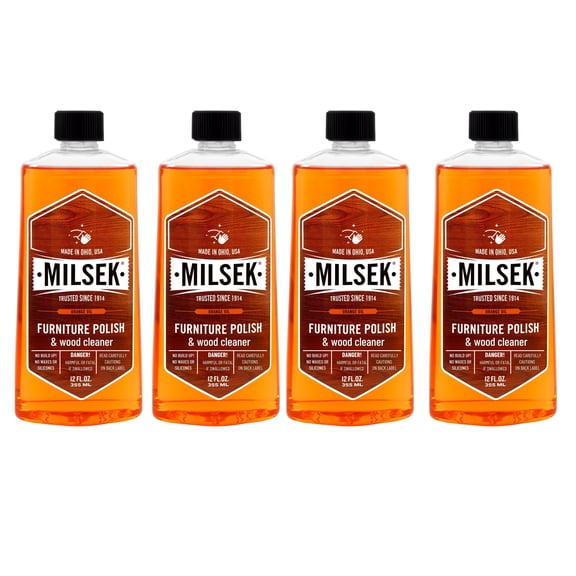 Milsek Furniture Polish & Wood Cleaner with Orange Oil, 12 Fl Oz, 4 Pack
