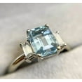 thumbnail image 2 of Vintage Emerald Cut Aquamarine Engagement Ring,925Silver Baguette Moissanite Band,March Birthstone Wedding Ring,Antique Jewelry,Promise Gift, 2 of 2