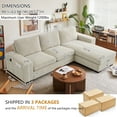 thumbnail image 3 of ASHOMELI 99'' Convertible Sectional Sofa,L Shaped Couch,Multi-Functional Reversible Sofa with USB and Type-C Charging Ports, Storage Space, Breathable Fabric, 3 of 9