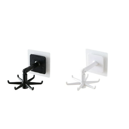 

DESTYER Swivel Wall Hook Holder Self-adhesive Hooks 360 Degrees Rotated Hanging Hooks Moisture-proof Kitchen Organizer Bathroom