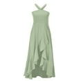 thumbnail image 6 of Summer Dresses For Women 2025 Plus Size Casual A-Line Flowy Sleeveless Halter Ruffle Hem Party Wedding Guest Beach Vacation Dresses Green S, 6 of 8
