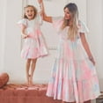 thumbnail image 3 of IBTOM CASTLE Mommy and Me Dress Summer Casual Boho Floral A-Line Ruffled Flowy Beach Hawaiian Vacation Maxi Dress XL Pink Tie Dye, 3 of 8