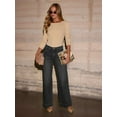 thumbnail image 5 of Women'S Wide Leg Jeans High Waisted Straight Leg Stretchy Denim Pants with Pockets Black L, 5 of 8