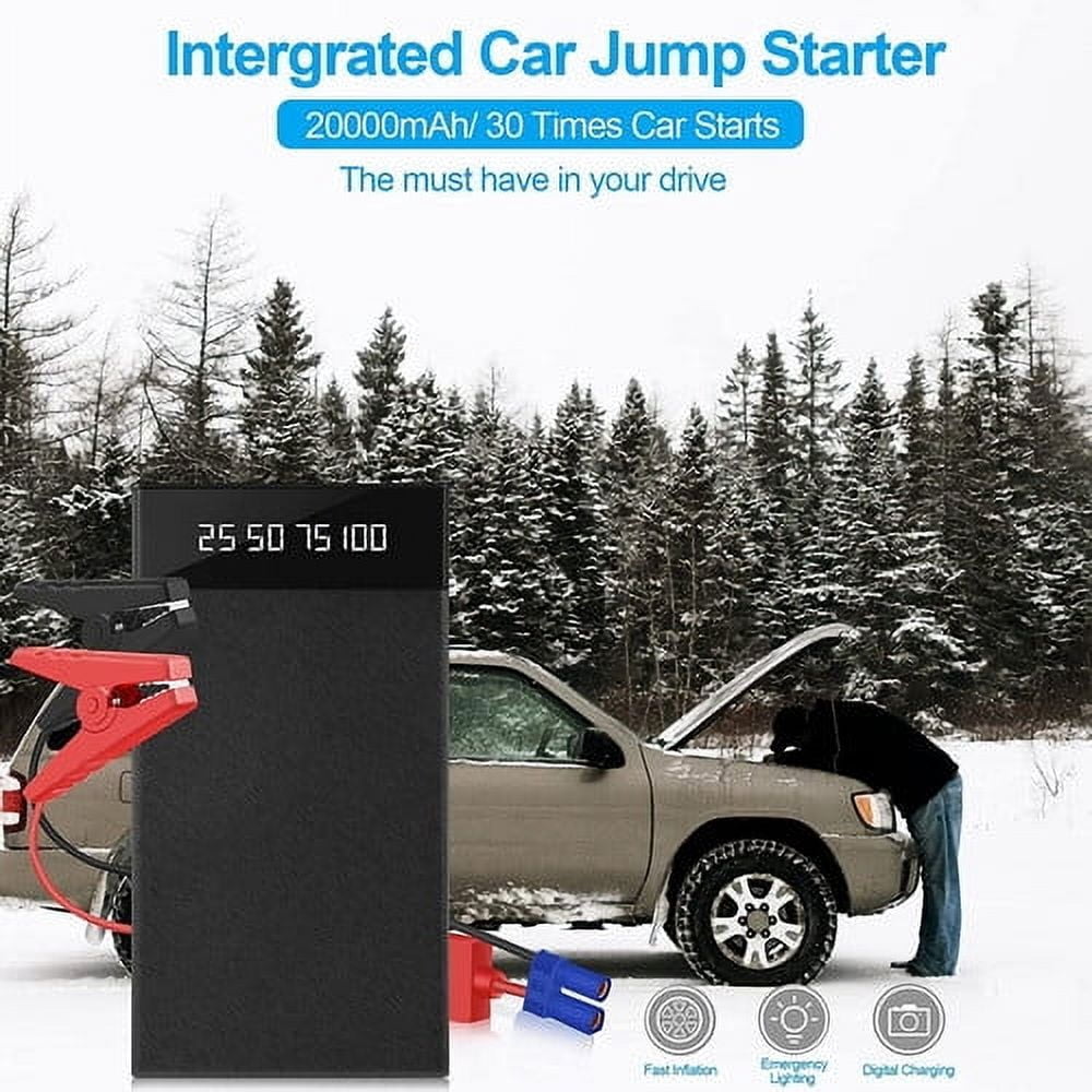Audessy Car Jump Starter Slim 20000mAh Portable Engine Battery Jumper Charger Power Bank,Black