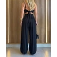 thumbnail image 4 of ChicMe Womens Jumpsuits Sleeveless Cut-Out Waist Backless Tie-Back Ruched Wide Leg Vacation Summer Jumpsuit for Women Black-L, 4 of 9