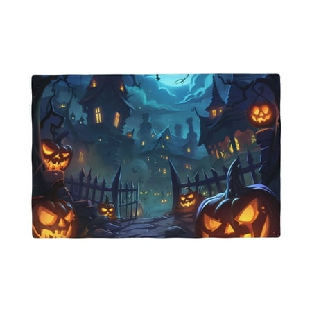 

Placemats Set of 4 Halloween Pumpkin Castle Purple Place mats for Dining Table Indoor/Outdoor Cute Heat Resistant Washable Table Mats(18 x 12 )