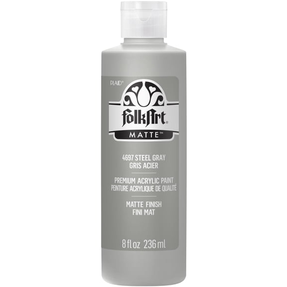 FolkArt Acrylic Craft Paint, Matte Finish, Steel Gray, 8 fl oz