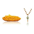 thumbnail image 1 of Kamada Combination of 108 Manka(beads) Haldi(Turmeric) mala and exquisite Trishul Rudraksha mala,Spritual Necklace/rosary for Women and Men, 1 of 5