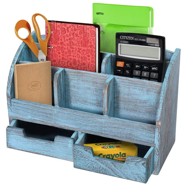 Rustic Wooden Desk Organizer for Home or Office Mail Rack for Desktop
