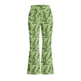thumbnail image 4 of DISNIMO Green Gherkin Festival Girls Bell Bottom Stretchy Knit Pants Fall Flare Ribbed Bootcut Leggings 11-12 Years Kids Yoga Pants for Girls Flare Leggings with 2 Pockets, 4 of 7