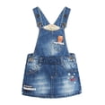 thumbnail image 1 of Kidscool Space Robe Salopette en Denim Brodée de Fleurs Fox pour Petites Filles, Bleu, 9-12 Mois, 1 of 7