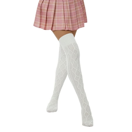 

ZQC Female Knitted Stocking Solid Color Long Tube Socks Knee-High Socks