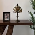 thumbnail image 3 of Tiffany Mini Table Lamp Gold Stained Glass Baroque Style Lavender Bedroom Living Room 8"W*15"H, 3 of 5