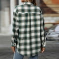 thumbnail image 7 of Womens Plaid Shirt Jacket Long Sleeve Button Down Gingham Cardigan Coat Lightweight Fall Collared Shirts Tops Green, S, 7 of 7