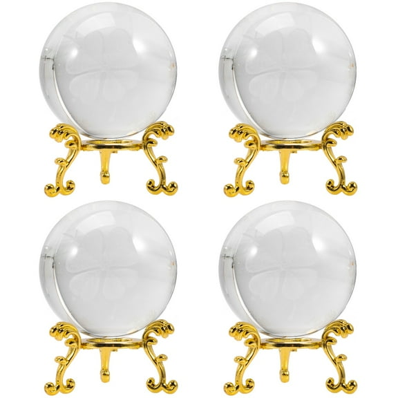 Raindrops 4 Sets of Crystal Ball Sphere with Stand Desktop Decorative Crystal Ball Home Decor