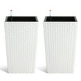 thumbnail image 6 of 16 Inch Tall Outdoor Planters (Set of 2) , Large Flower Pots with Removable Liners & Drainage Holes, Durable Weatherproof Plant Containers for Patio, Porch, Garden Decor，White, 6 of 7