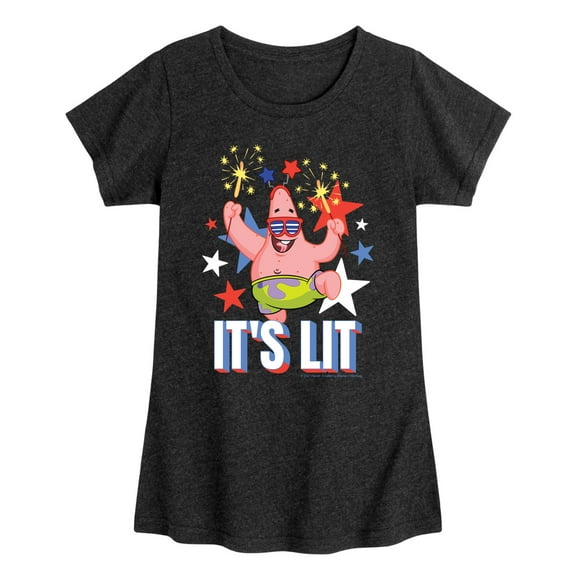 SpongeBob SquarePants - Lit Fireworks Patrick - Toddler & Youth Girls Short Sleeve Graphic T-Shirt