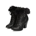 thumbnail image 5 of New Women Wild Diva Danielle-17 Leatherette Lace Up Fur Cuff Chunky Heel Bootie, 5 of 5