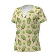 thumbnail image 3 of Wukai Kiwi Ice Cream Casual V-Neck Graphic Tees for Women: Lightweight and Breathable Summer Tops with Stylish Design-Large, 3 of 8