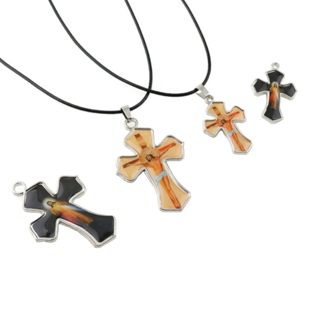 Rowena J 2 Sides Open Heart Jesus Cross 2 Piece Matching Set Small Large Anti Tarnish Christian Necklac J 279 A Walmart Com Walmart Com