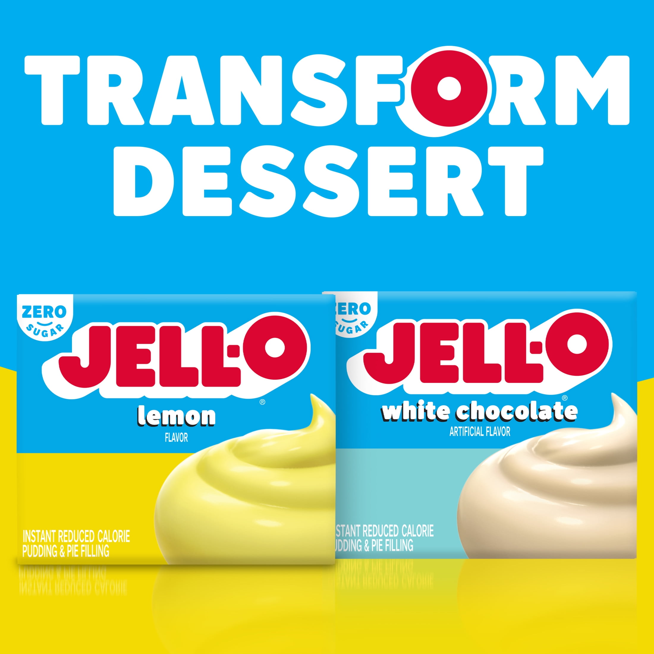 Jell-O Lemon Flavor Zero Sugar Instant Reduced Calorie Pudding & Pie Filling Mix, 1 oz Box