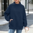 thumbnail image 4 of Horkkom Mock Neck Sweatshirt Trendy Casual Long Sleeve Tops Solid Color Fall Winter Sweatshirts with Pockets XXL, 4 of 8