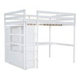thumbnail image 4 of Wood Full Size Loft Bed with Built-in Wardrobe, Desk, Storage Shelves and Drawers(White), 4 of 12