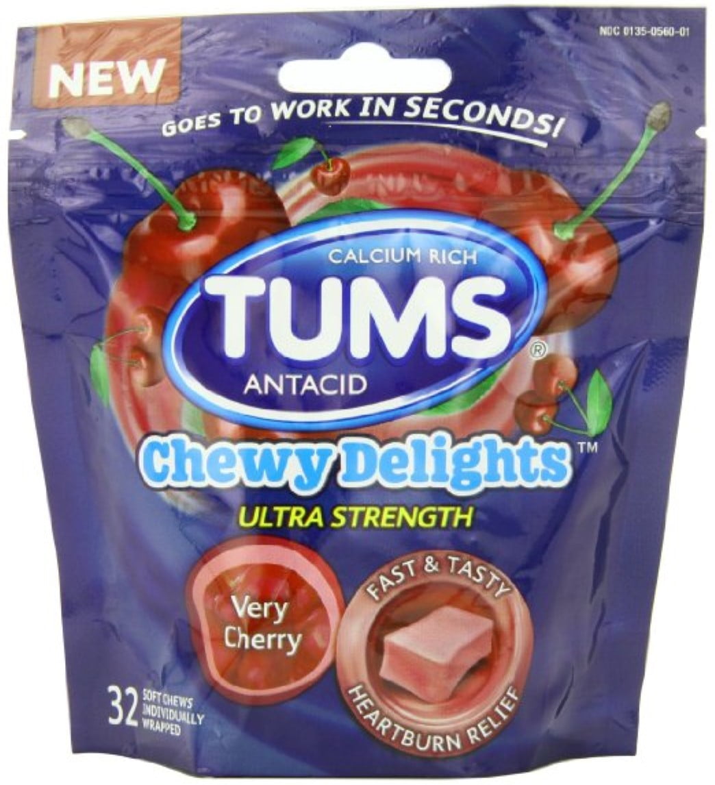 TUMS Chewy Delights Ultra Strength Soft Chews, Very Cherry 32 ea (Pack