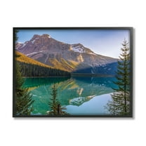 Reflective Mountain Lake Landscape Sunny Sky 30 in x 24 in Framed Photography Art Print, by Stupell Home Décor