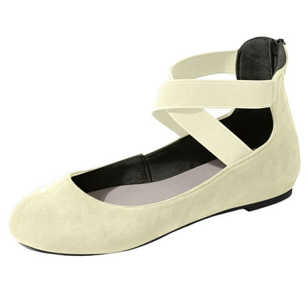 

Gvdentm Womens Shoes Flats Black Shoes Round Toe Flats Flats Shoes Women Ballet Flats for Women Dressy Shoes Flats White 8.5