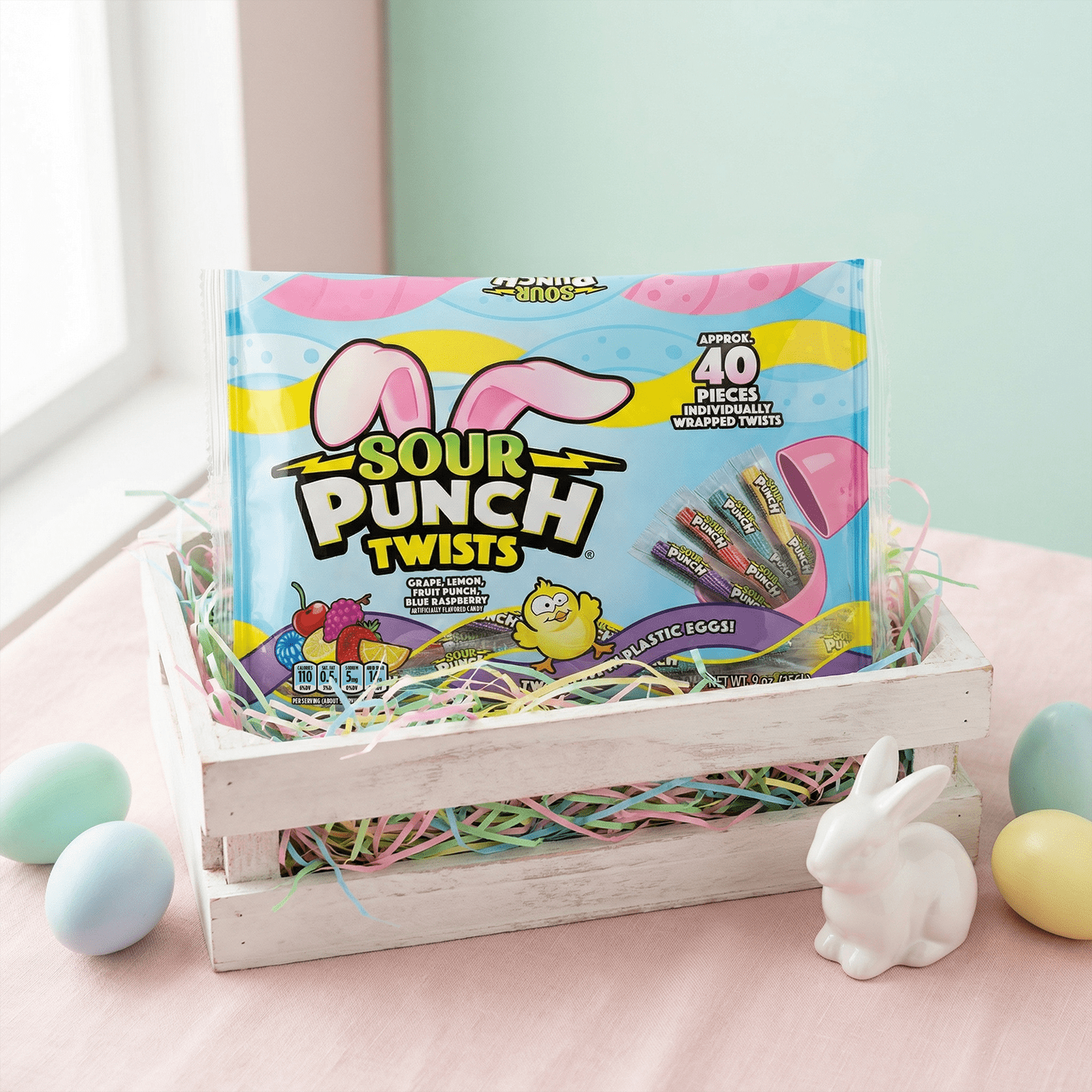 (3 pack) Sour Punch Twists Individually Wrapped Easter Candy, 9oz Bag