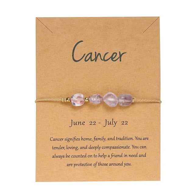 Fiudx Pulsera Del Zodiaco, Amuleto de Piedra Natural, Pulsera de La Suerte Ajustable, Set de Regalo con Tarjeta de Constelación, Buena Fortuna Diaria, Regalo para Familiares y Amigos, Hecho a Mano co