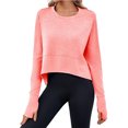 thumbnail image 2 of Long Sleeved Women Solid Athletic Crop Shirt Tee, 2 of 6