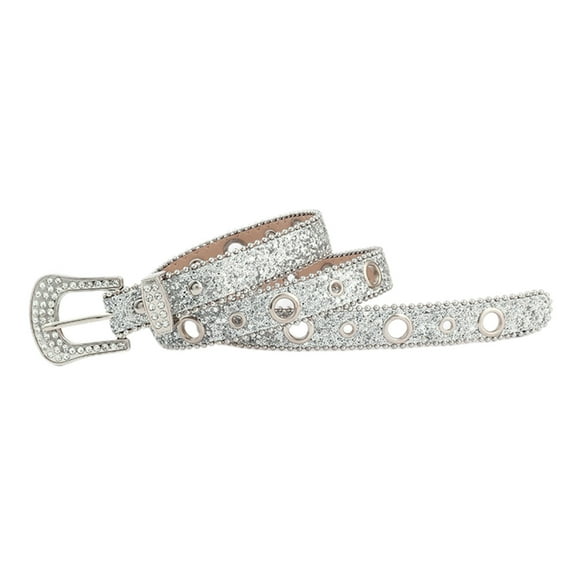 GRABLOOM Glitter Diamond Buckle Belt for Ladies Sequins Waist Belt Harajuku Teens Belt