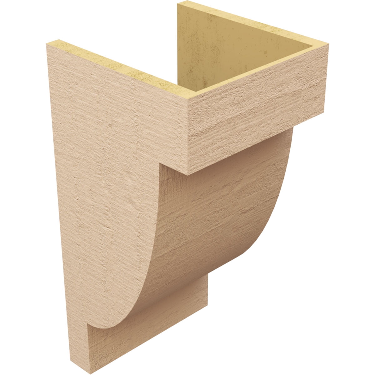 12"W x 12"D x 24"H Wide Alpine Rough Cedar Woodgrain TimberThane Corbel, Primed Tan